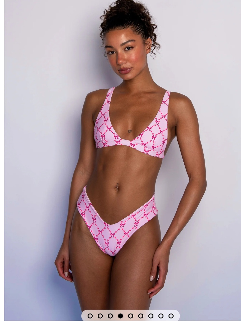 Skatie NWCoquette Pink Patterned V‑Neck Bikini Set S/M